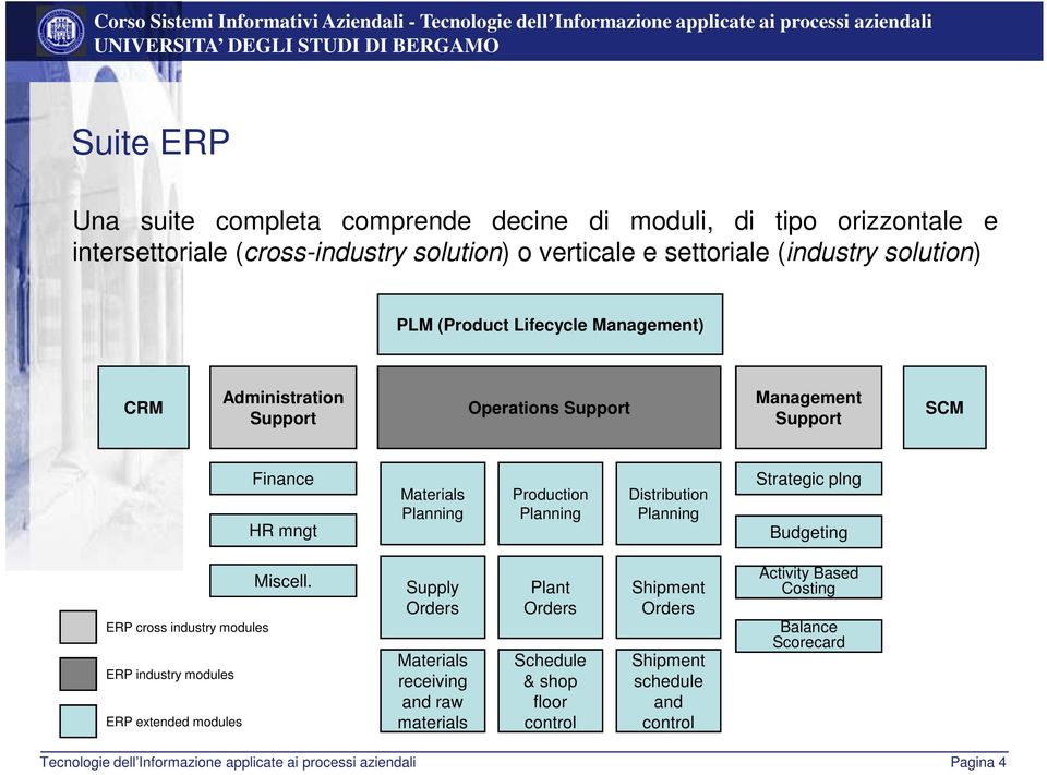 Planning Distribution Planning Strategic plng Budgeting ERP cross industry modules ERP industry modules ERP extended modules Miscell.