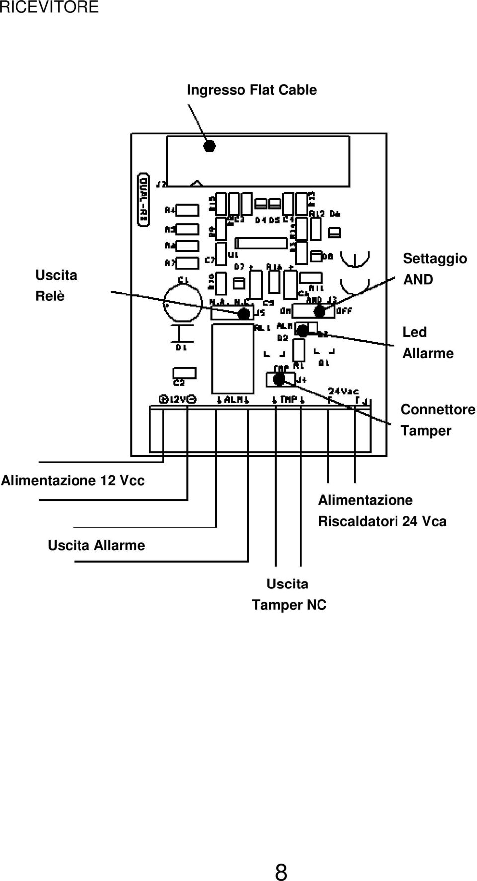 Alimentazione 12 Vcc Uscita Allarme