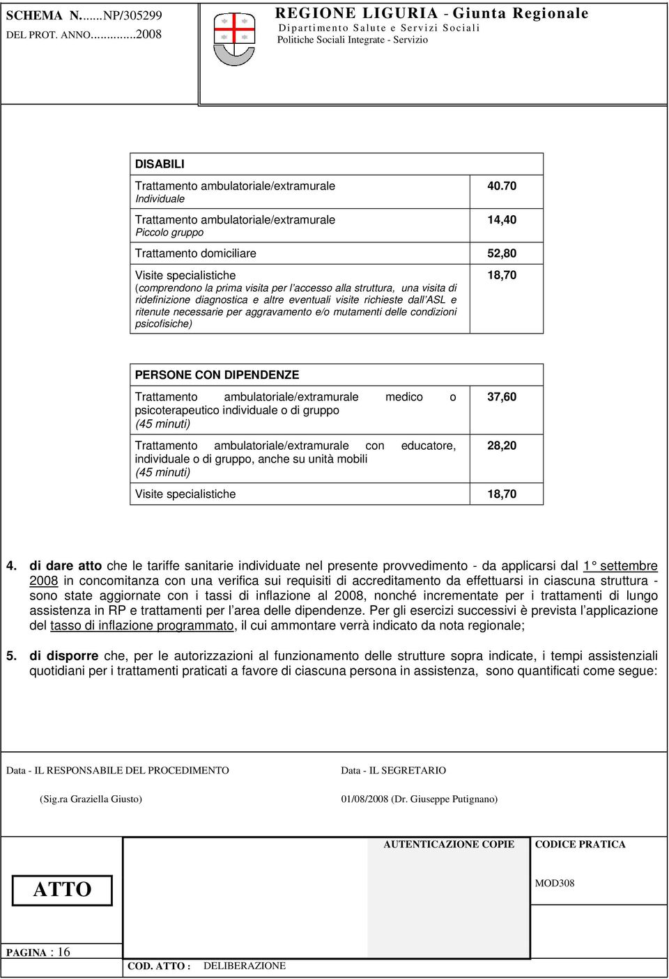 ASL e ritenute necessarie per aggravamento e/o mutamenti delle condizioni psicofisiche) 18,70 PERSONE CON DIPENDENZE Trattamento ambulatoriale/extramurale medico o psicoterapeutico individuale o di