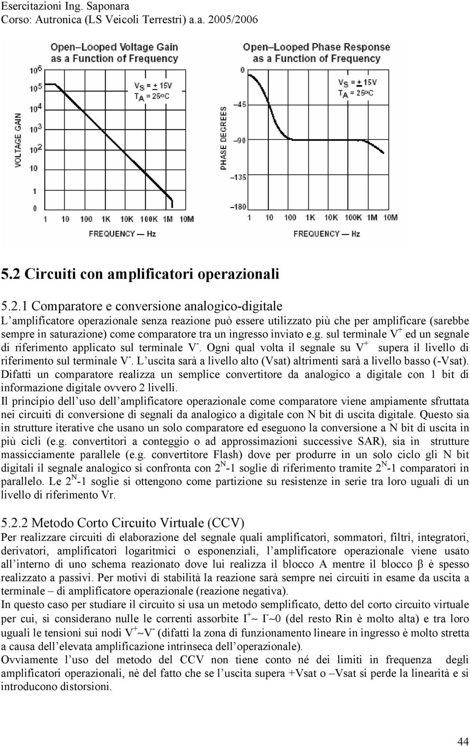 Ogni qual volta il segnale su V + supera il livello di riferimento sul terminale V -. L uscita sarà a livello alto (Vsat) altrimenti sarà a livello basso (-Vsat).