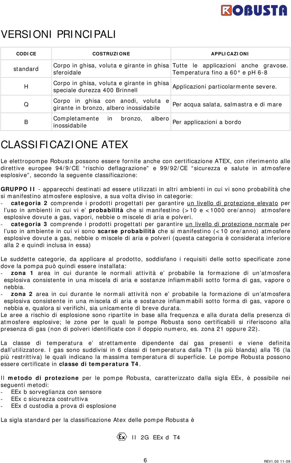 Temperatura fino a 60 e ph 6-8 Applicazioni particolarmente severe.