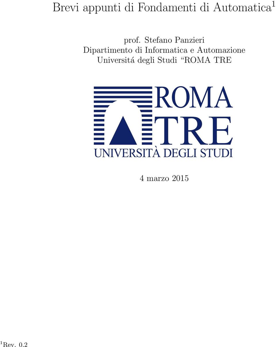 Automazione Universitá degli Studi ROMA