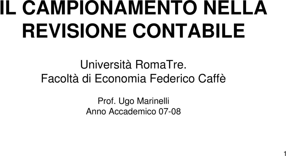 Federico Caffè Prof.