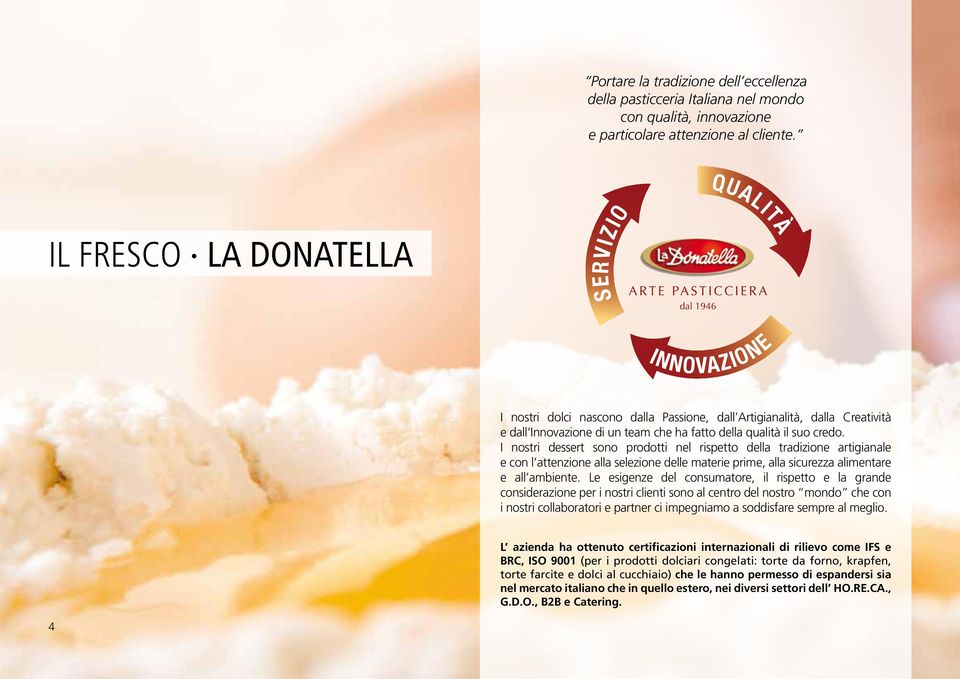 I nostri dessert sono prodotti nel rispetto della tradizione artigianale e con l attenzione alla selezione delle materie prime, alla sicurezza alimentare e all ambiente.