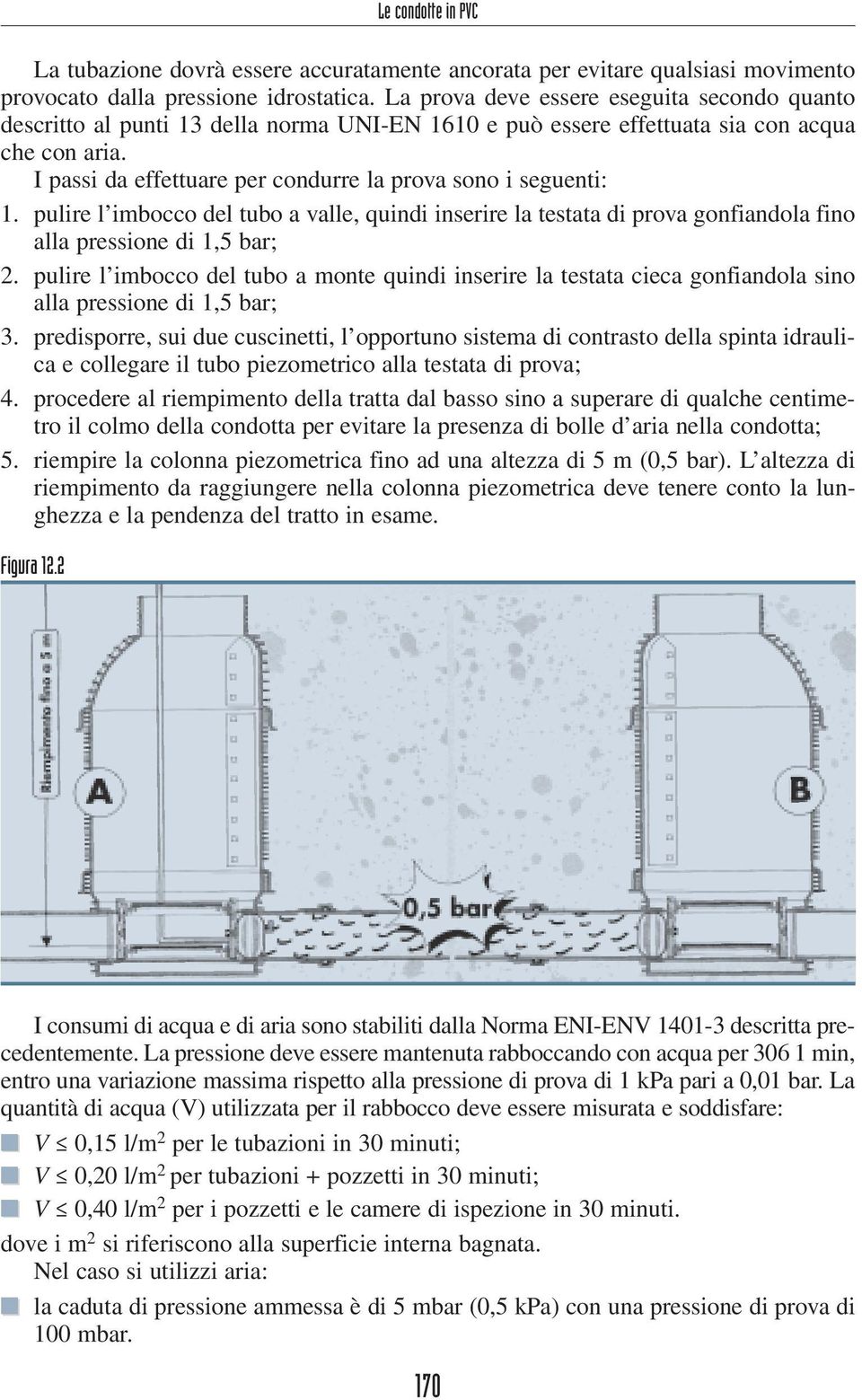 I passi da effettuare per condurre la prova sono i seguenti: 1. pulire l imbocco del tubo a valle, quindi inserire la testata di prova gonfiandola fino alla pressione di 1,5 bar; 2.