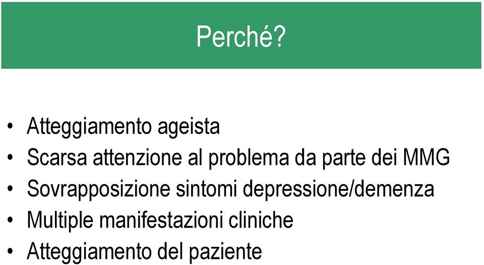 problema da parte dei MMG Sovrapposizione