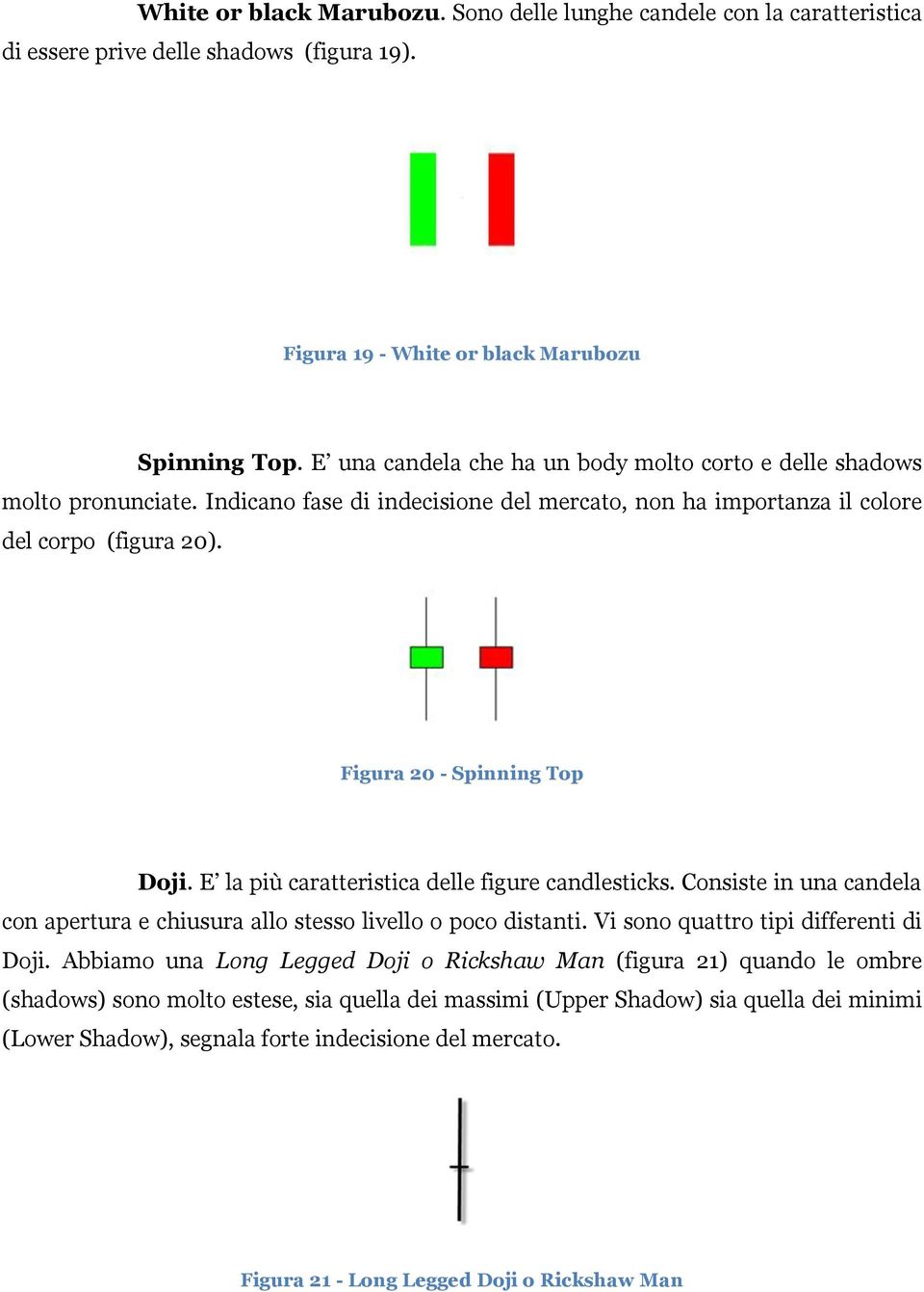 E la più caratteristica delle figure candlesticks. Consiste in una candela con apertura e chiusura allo stesso livello o poco distanti. Vi sono quattro tipi differenti di Doji.