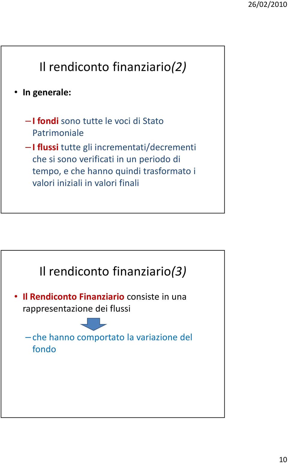 hanno quindi trasformato i valori iniziali in valori finali Il rendiconto finanziario(3) Il