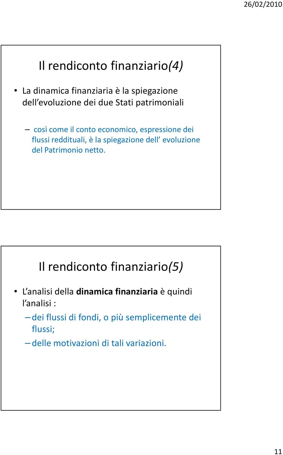 evoluzione del Patrimonio netto.