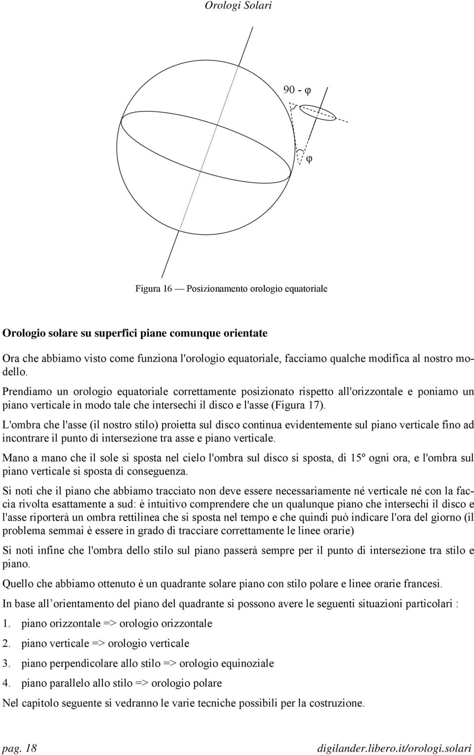 L'ombra che l'asse (il nostro stilo) proietta sul disco continua evidentemente sul piano verticale fino ad incontrare il punto di intersezione tra asse e piano verticale.