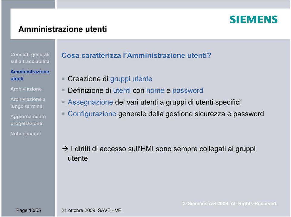 Assegnazione dei vari a gruppi di specifici Configurazione