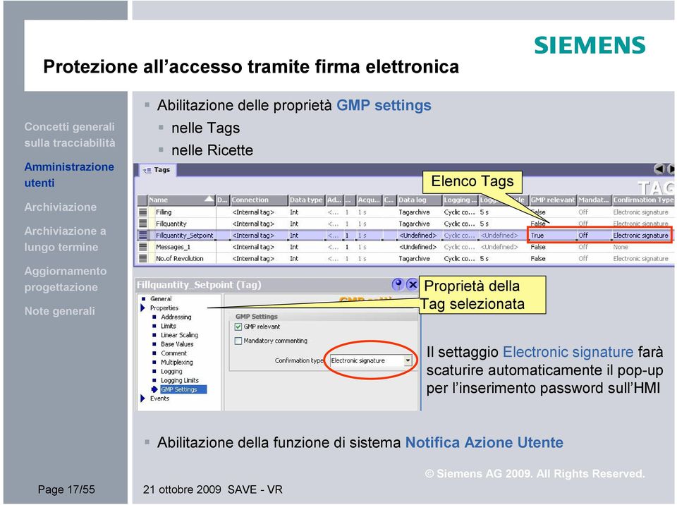 settaggio Electronic signature farà scaturire automaticamente il pop-up per l