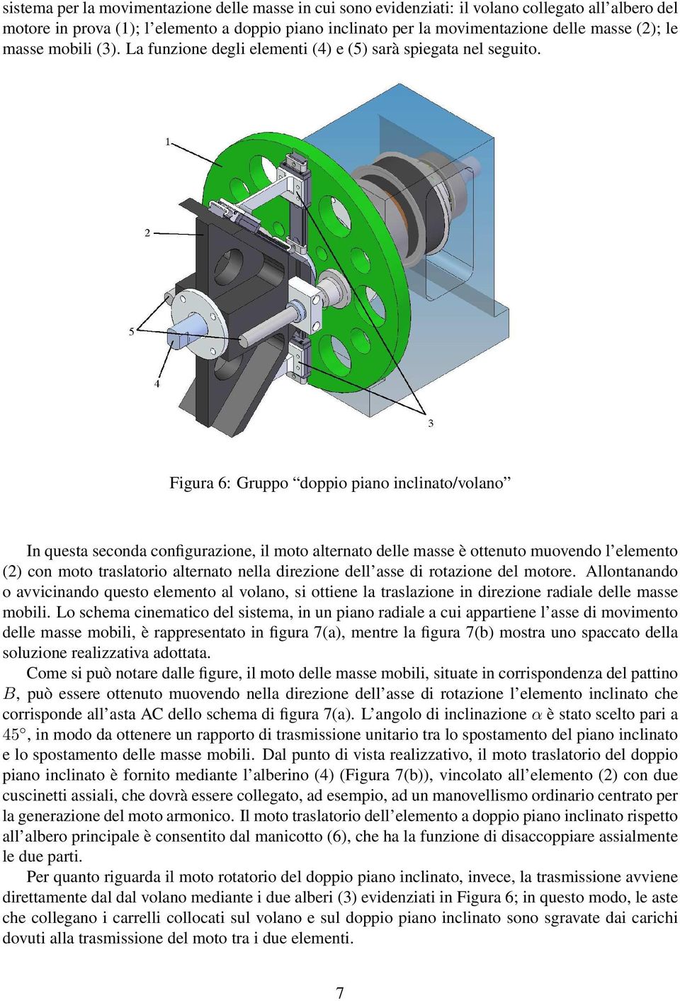 Figura 6: Gruppo doppio piano inclinato/volano In questa seconda configurazione, il moto alternato delle masse è ottenuto muovendo l elemento (2) con moto traslatorio alternato nella direzione dell