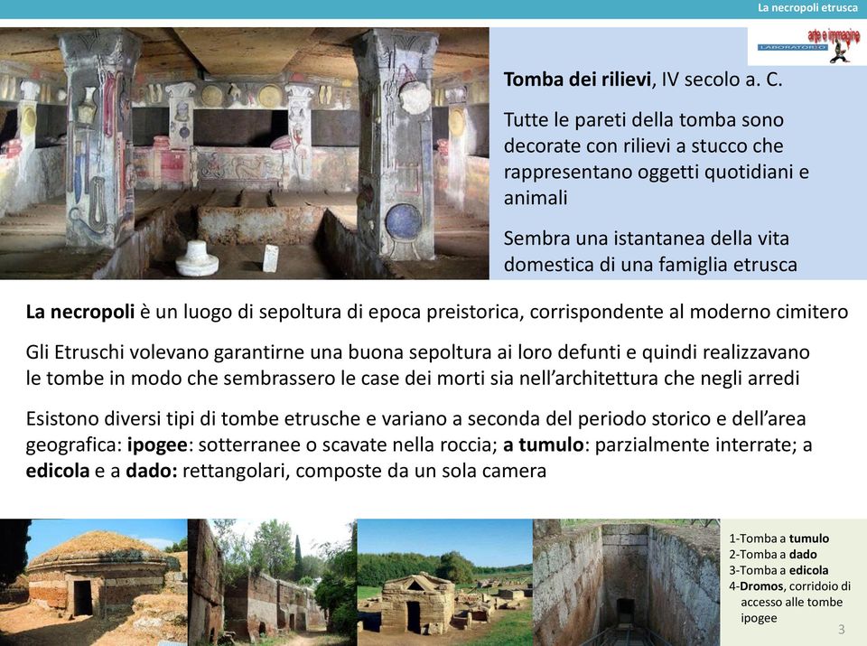 luogo di sepoltura di epoca preistorica, corrispondente al moderno cimitero Gli Etruschi volevano garantirne una buona sepoltura ai loro defunti e quindi realizzavano le tombe in modo che sembrassero