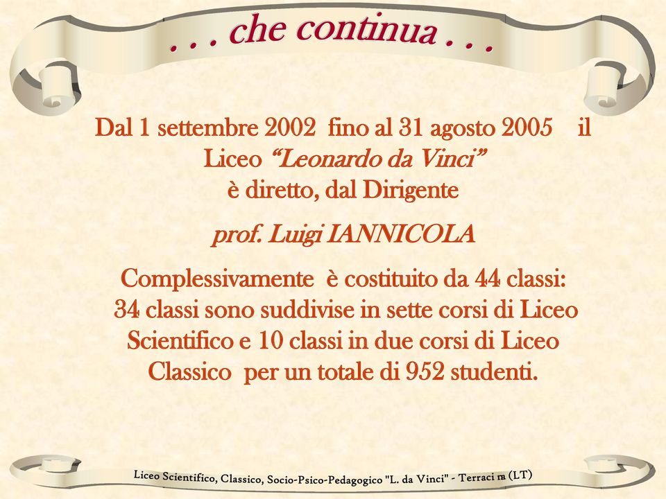 Luigi IANNICOLA Complessivamente è costituito da 44 classi: 34 classi