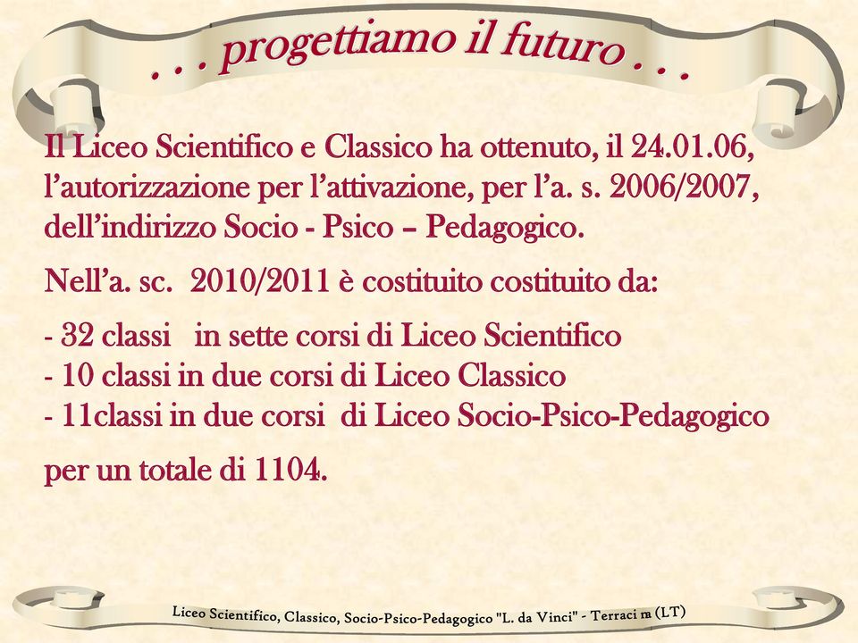 2006/2007, dell indirizzo Socio - Psico Pedagogico. Nell a. sc.