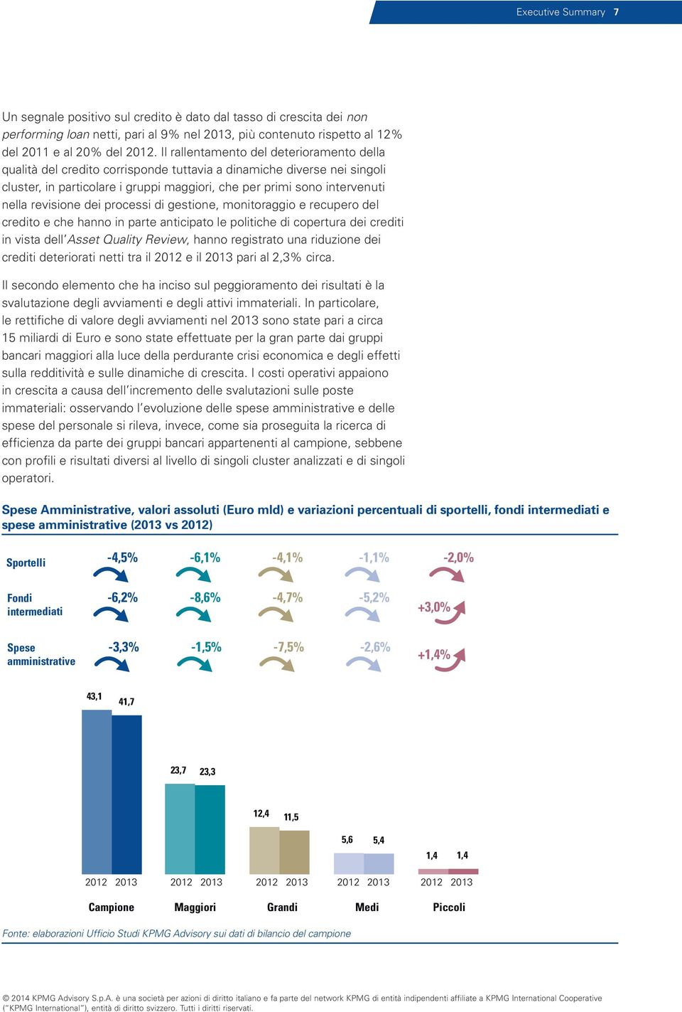 revisione dei processi di gestione, monitoraggio e recupero del credito e che hanno in parte anticipato le politiche di copertura dei crediti in vista dell Asset Quality Review, hanno registrato una