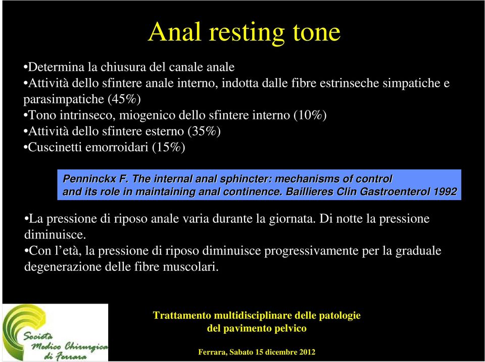 The internal anal sphincter: mechanisms of control and its role in maintaining anal continence.