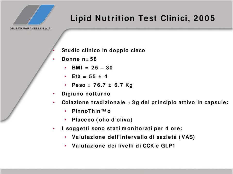 7 Kg Digiuno notturno Colazione tradizionale +3g del principio attivo in capsule: