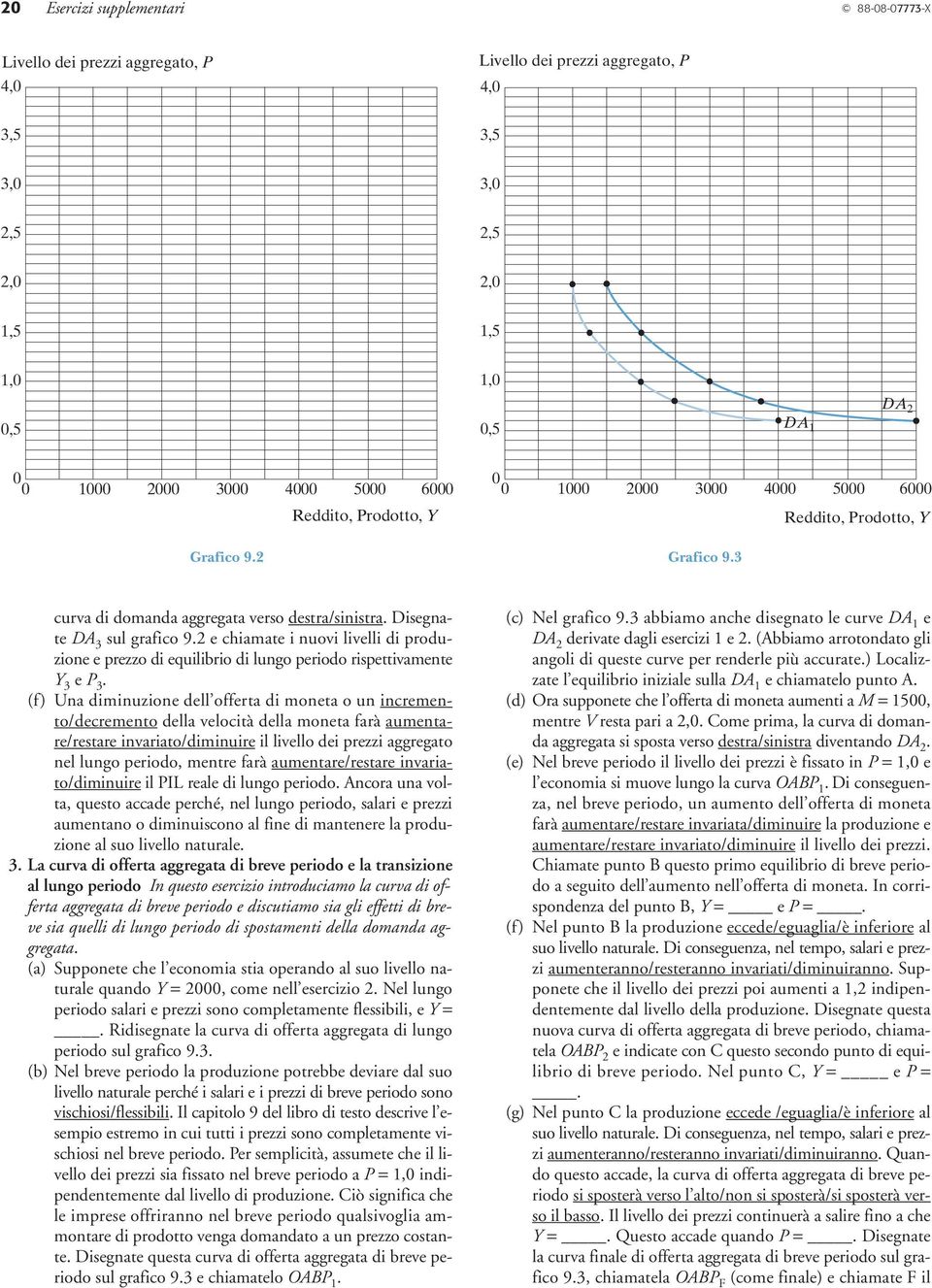 2 e chiamate i nuovi livelli di produzione e prezzo di equilibrio di lungo periodo rispettivamente Y 3 e P 3.