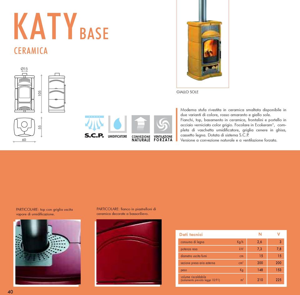 Dotata di sistema S.C.P. Versione a convezione naturale e a ventilazione forzata. PARTICOLARE: top con griglia uscita vapore di umidificazione.