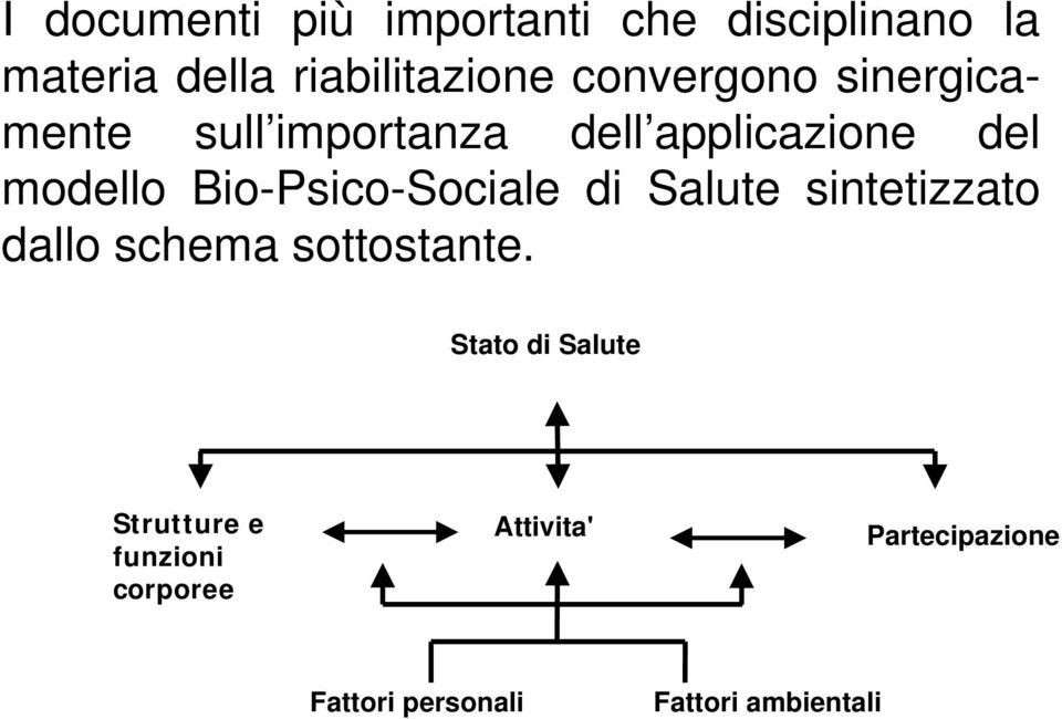 Bio-Psico-Sociale di Salute sintetizzato dallo schema sottostante.