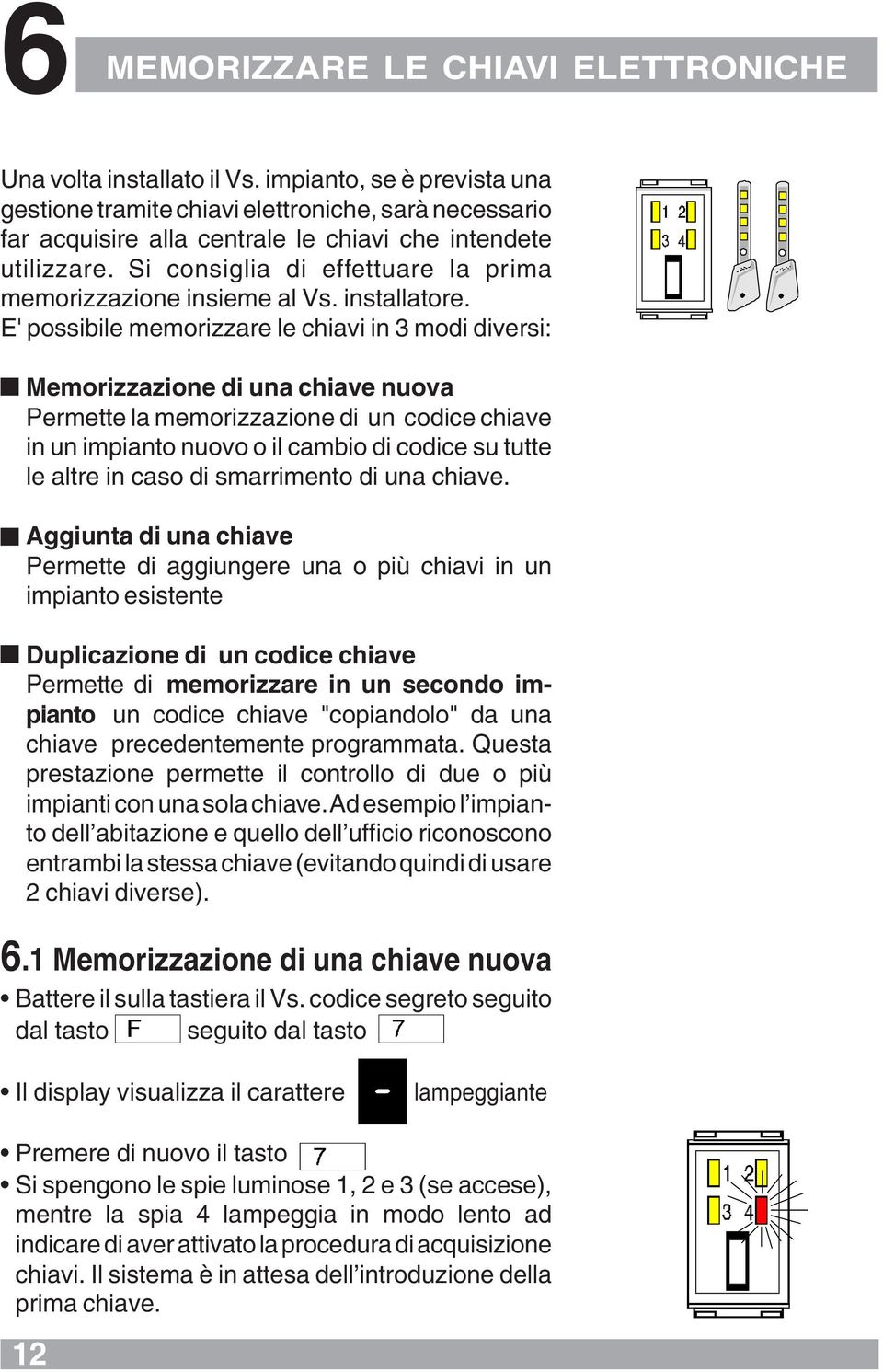 Si consiglia di effettuare la prima memorizzazione insieme al Vs. installatore.