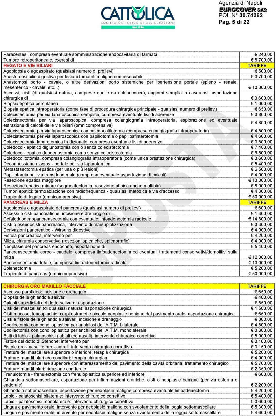 700,00 Anastomosi porto - cavale, o altre derivazioni porto sistemiche per ipertensione portale (spleno - renale, mesenterico - cavale, etc...) 10.