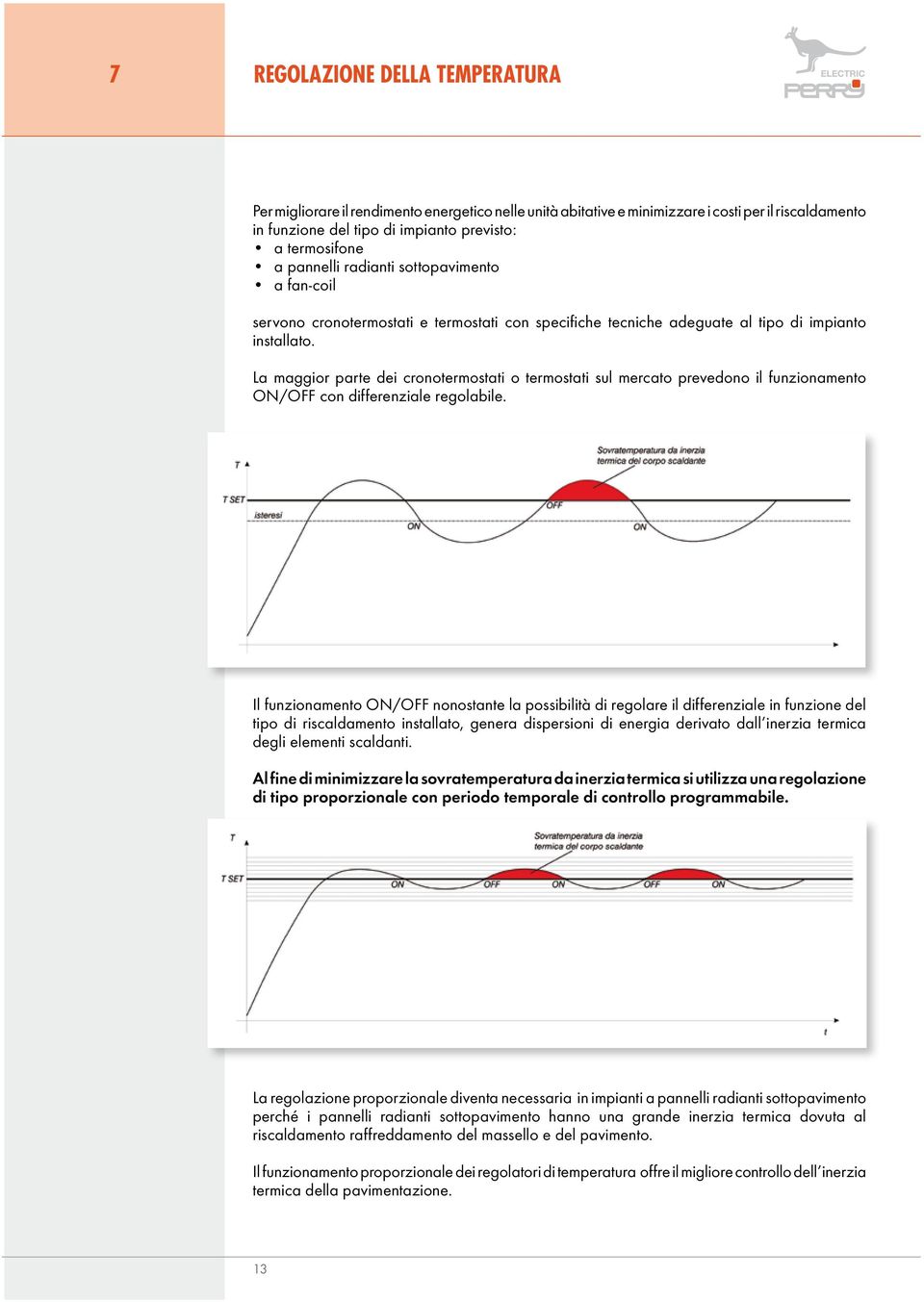 La maggior parte dei cronotermostati o termostati sul mercato prevedono il funzionamento ON/OFF con differenziale regolabile.