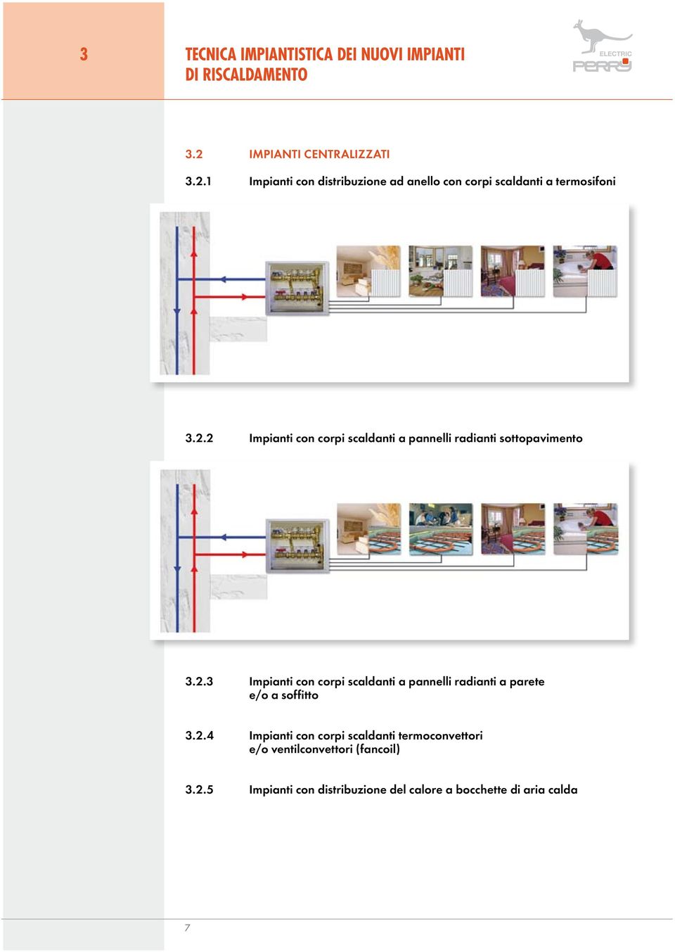 2.3 Impianti con corpi scaldanti a pannelli radianti a parete e/o a soffitto 3.2.4 Impianti con corpi scaldanti termoconvettori e/o ventilconvettori (fancoil) 3.