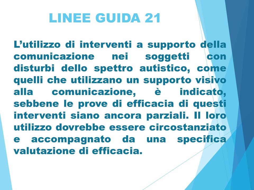 comunicazione, è indicato, sebbene le prove di efficacia di questi interventi siano ancora