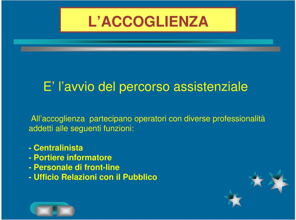 addetti alle seguenti funzioni: - Centralinista - Portiere