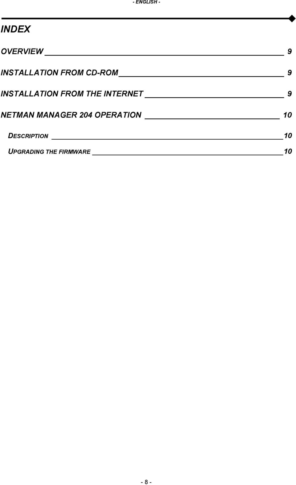 INTERNET 9 NETMAN MANAGER 204 OPERATION