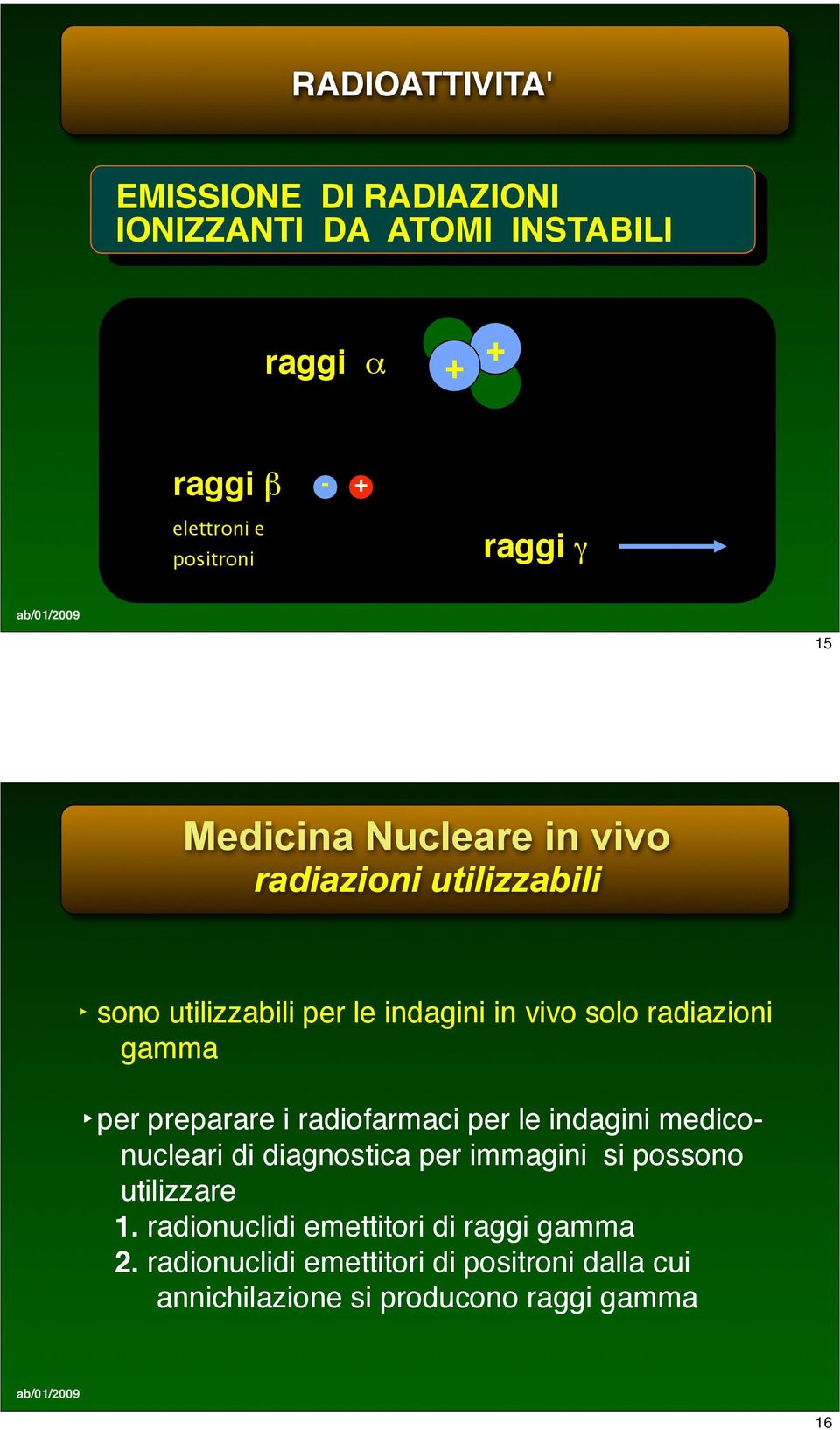 per le indagini in vivo solo radiazioni gamma #per preparare i radiofarmaci per le indagini mediconucleari di diagnostica