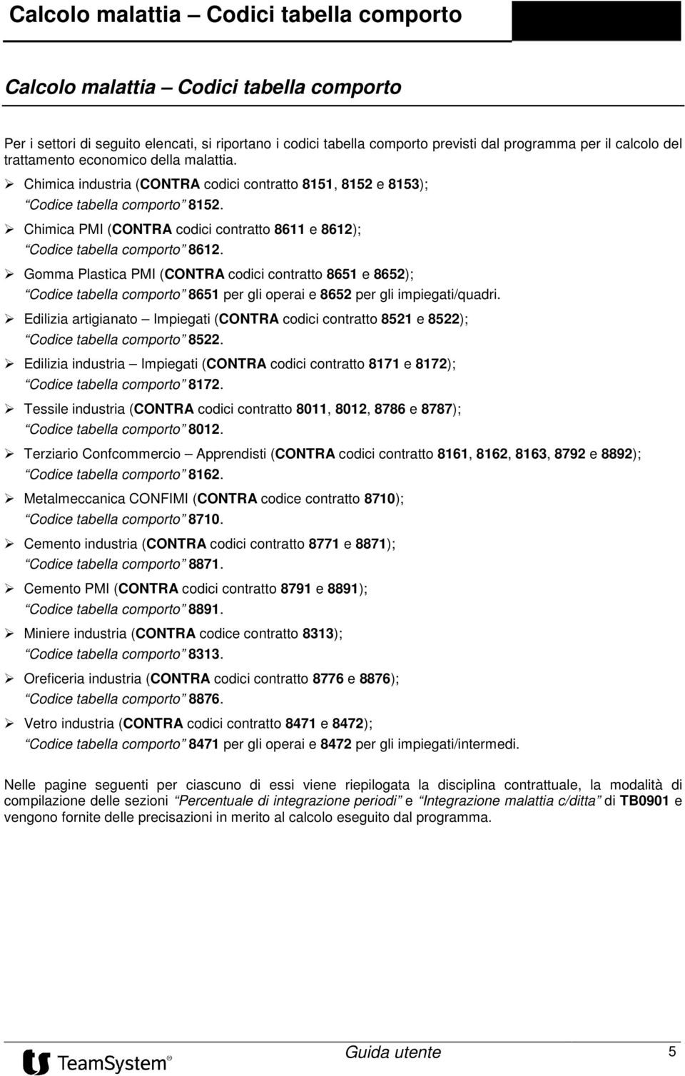 Gomma Plastica PMI (CONTRA codici contratto 8651 e 8652); Codice tabella comporto 8651 per gli operai e 8652 per gli impiegati/quadri.