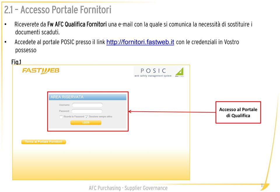 Accedete al portale POSIC presso il link http://fornitori.fastweb.