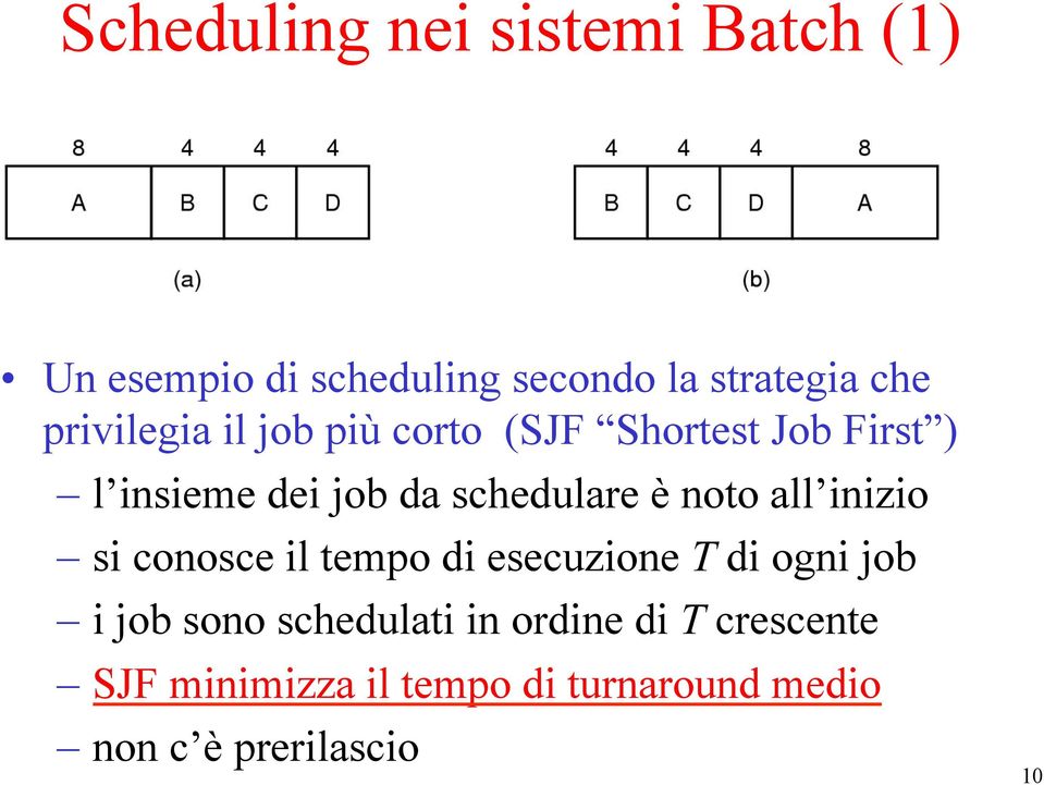 è noto all inizio si conosce il tempo di esecuzione T di ogni job i job sono