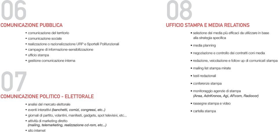 .) giornali di partito, volantini, manifesti, gadgets, spot televisivi, etc... attività di marketing diretto (mailing, telemarketing, realizzazione cd-rom, etc.