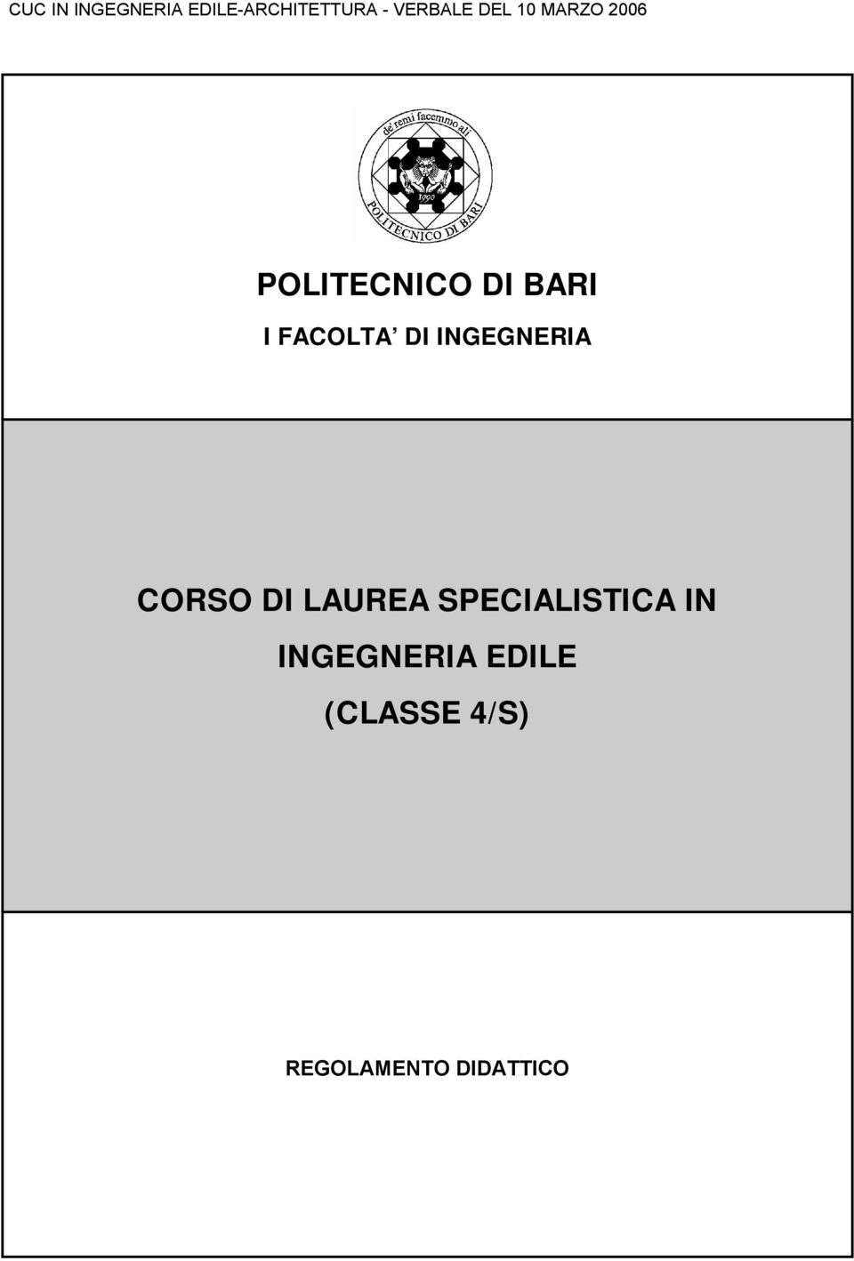 SPECIALISTICA IN INGEGNERIA