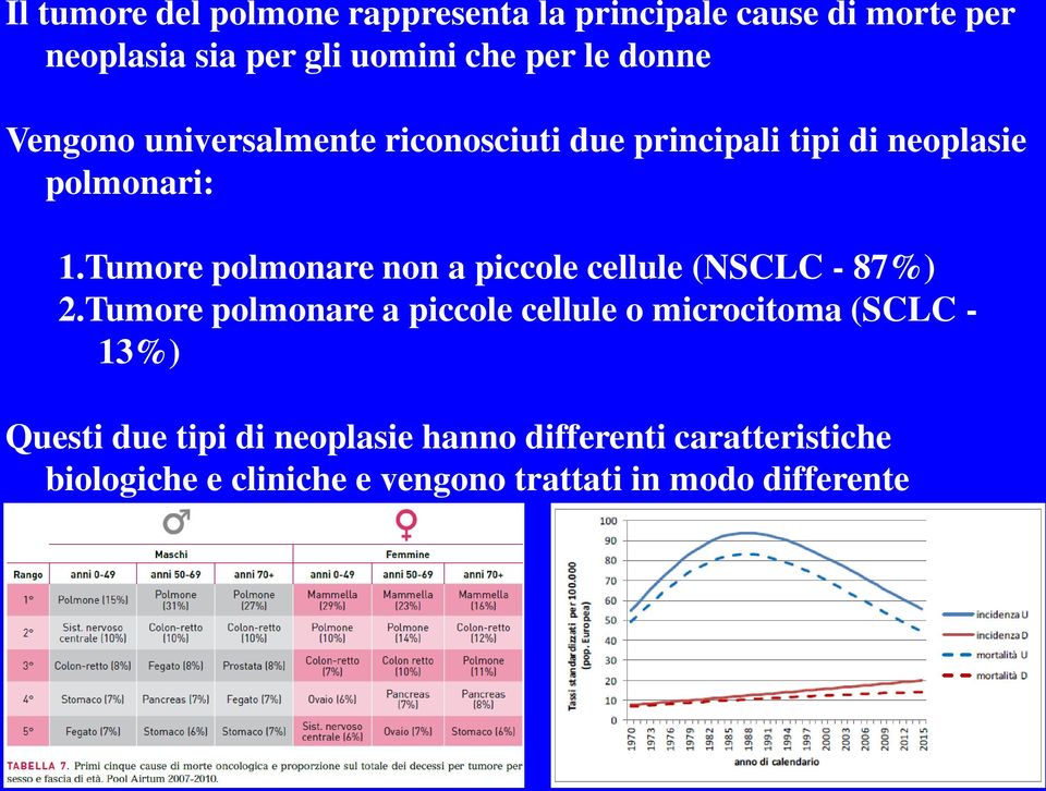 Tumore polmonare non a piccole cellule (NSCLC - 87%) 2.