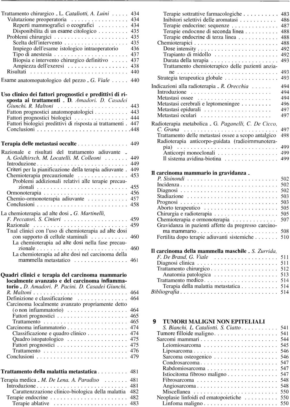 .. Esame anatomopatologico del pezzo. G. Viale... 440 Uso clinico dei fattori prognostici e predittivi di risposta ai trattamenti. D. Amuu'or-i. D. Cu.su~/ei Giunchi. R. Maltoni.