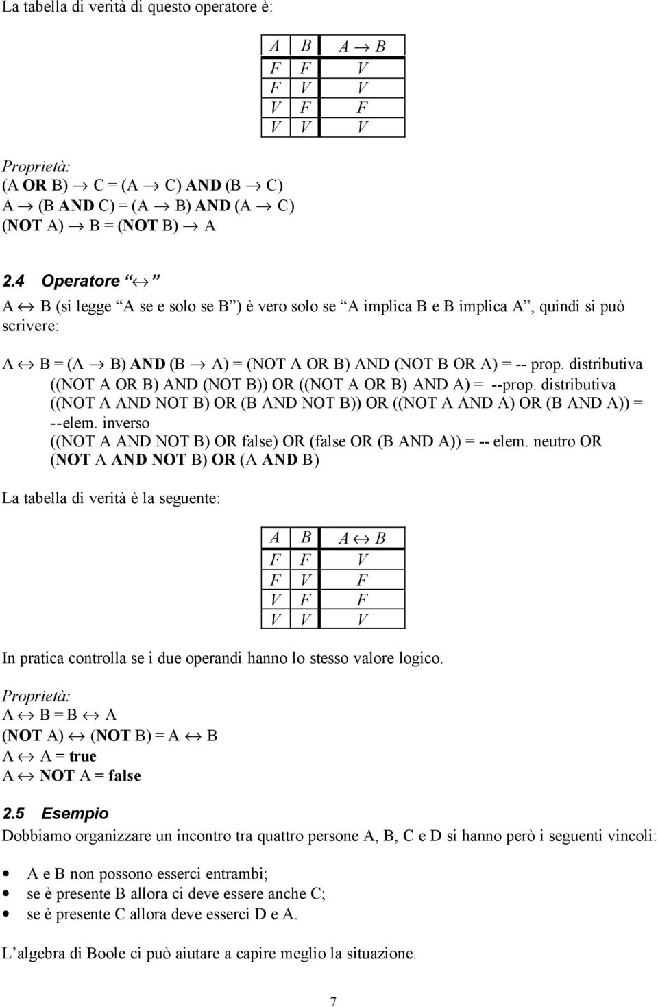 distributiva ((NOT A OR B) AND (NOT B)) OR ((NOT A OR B) AND A) = --prop. distributiva ((NOT A AND NOT B) OR (B AND NOT B)) OR ((NOT A AND A) OR (B AND A)) = --elem.