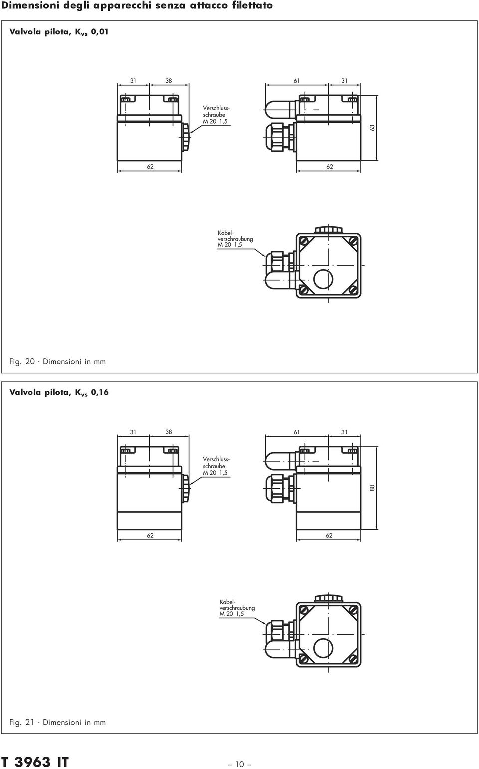 Fig. 0 Dimensioni in mm Valvola pilota, K vs