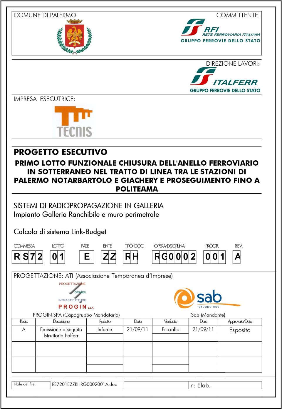 LOTTO FASE ENTE TIPO DOC. OPERA/DISCIPLINA PROGR. REV.