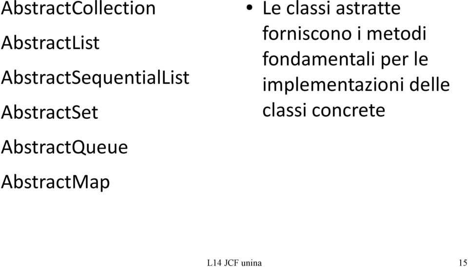 AbstractMap Le classi astratte forniscono i metodi