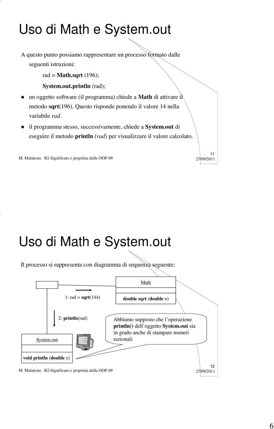 out di eseguire il metodo println (rad) per visualizzare il valore calcolato. 11 Uso di Math e System.