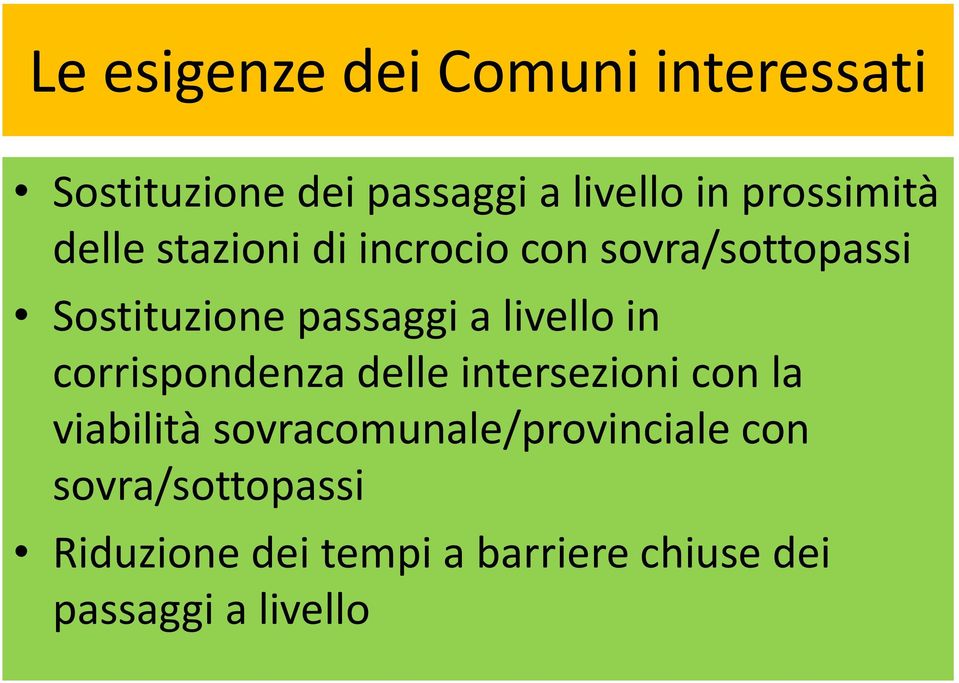 a livello in corrispondenza delle intersezioni con la viabilità