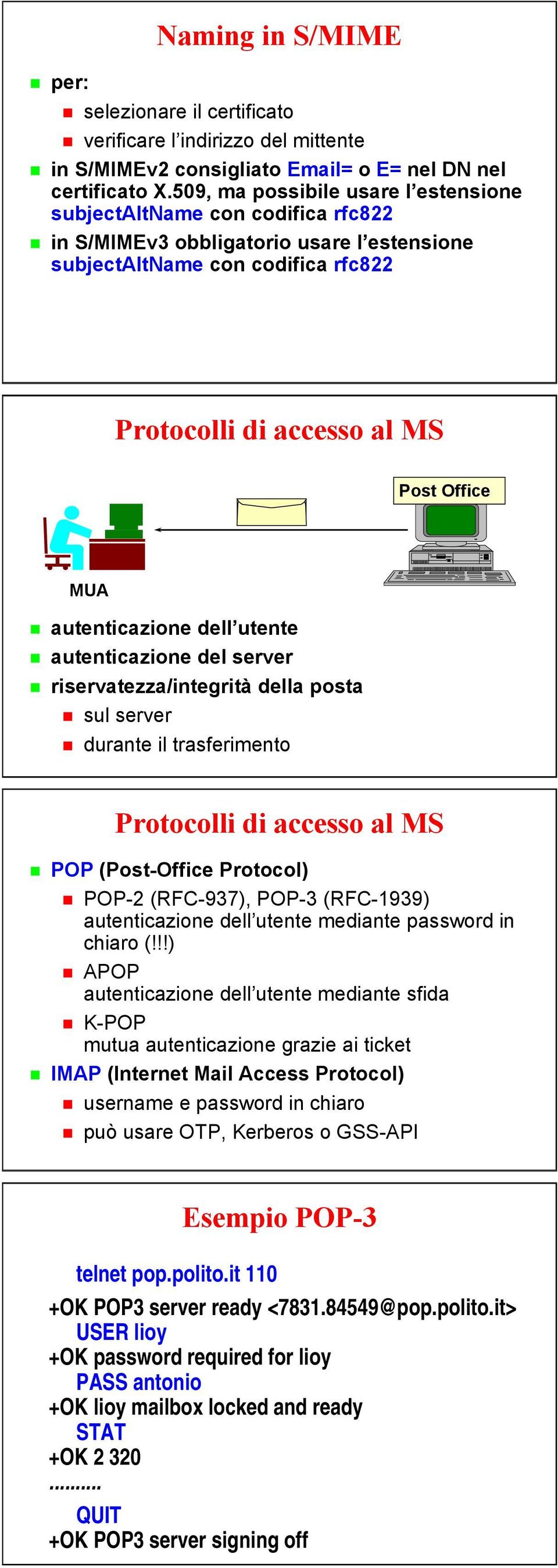 indirizzo del mittente in S/MIMEv2 consigliato Email= o E= nel DN nel certificato X.