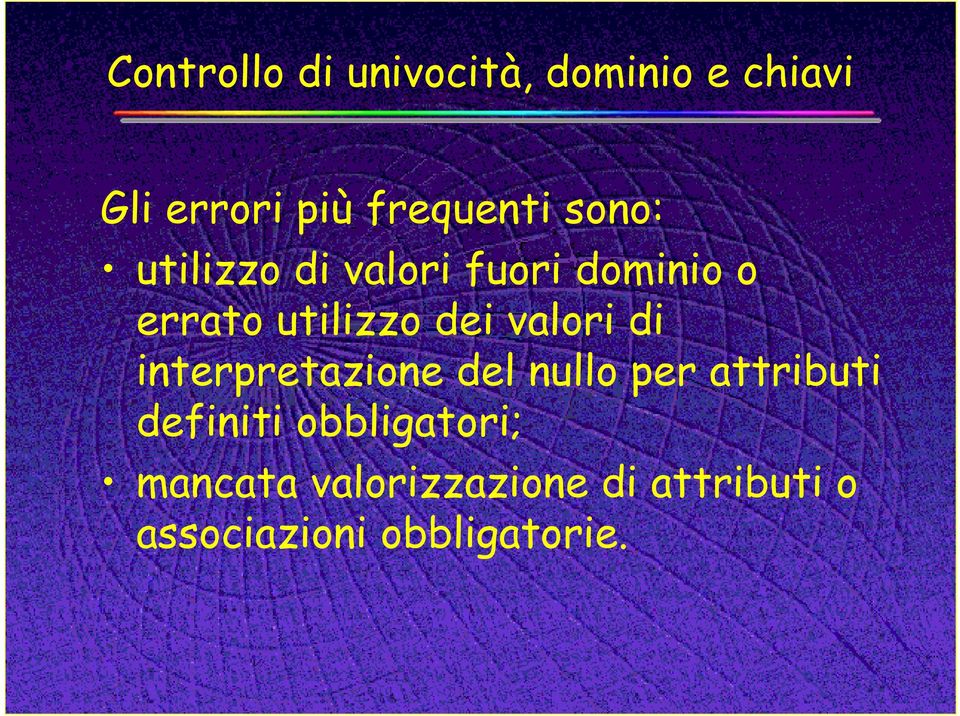 valori di interpretazione del nullo per attributi definiti