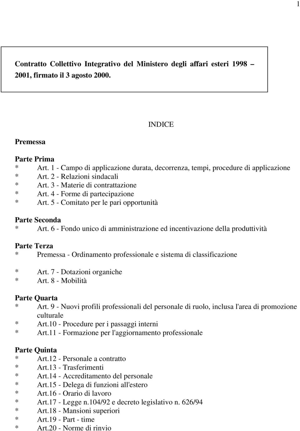 5 - Comitato per le pari opportunità Parte Seconda * Art.